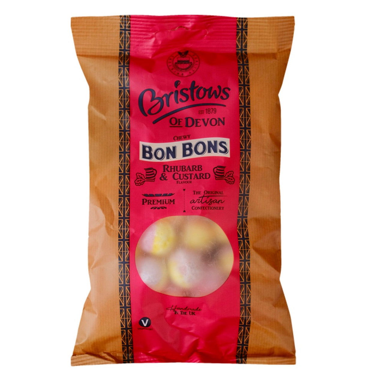 Bristow's Chewy Rhubarb Custard Bon Bons 150g (Case of 15) - Three Lions Pantry