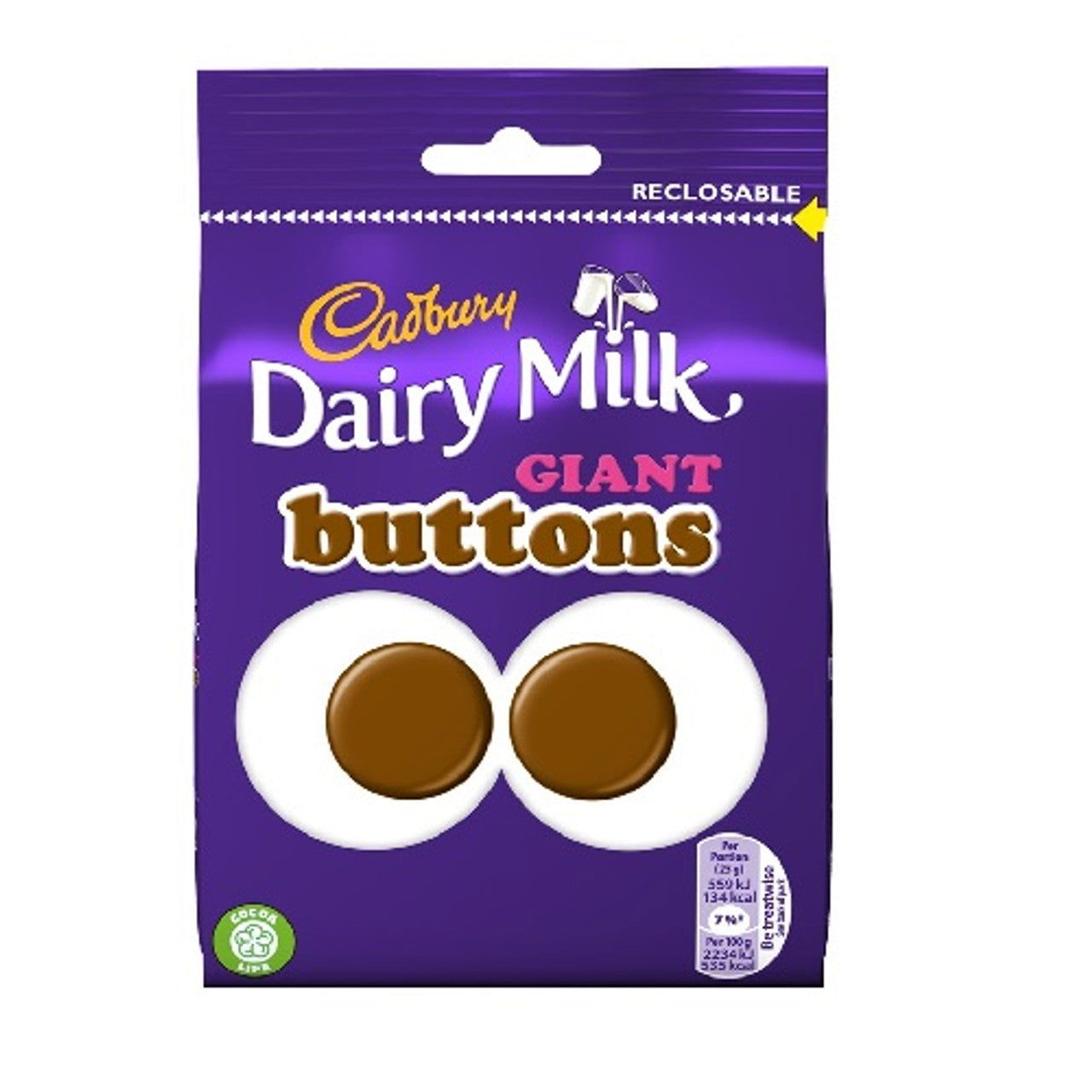 Cadbury Dairy Milk Giant Buttons Chocolate 119g Bag  (Case of 10) - Three Lions Pantry