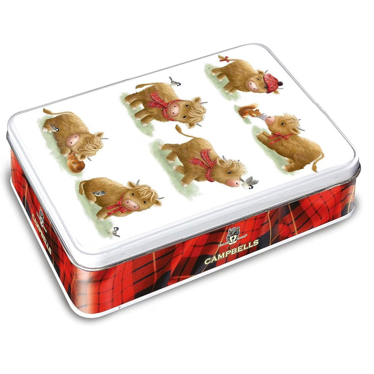 Campbells Shortbread Cute Highland Cow Tin Assorted Shapes 150g (Case of 12) - Three Lions Pantry
