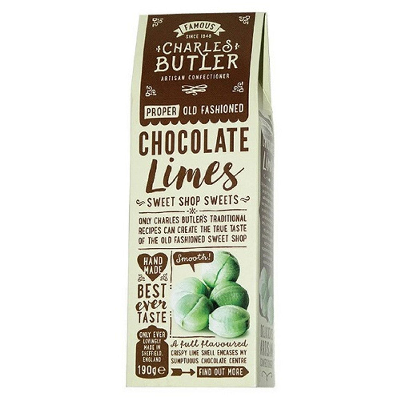 Charles Butler Chocolate Limes 190g (Case of 6) - Three Lions Pantry