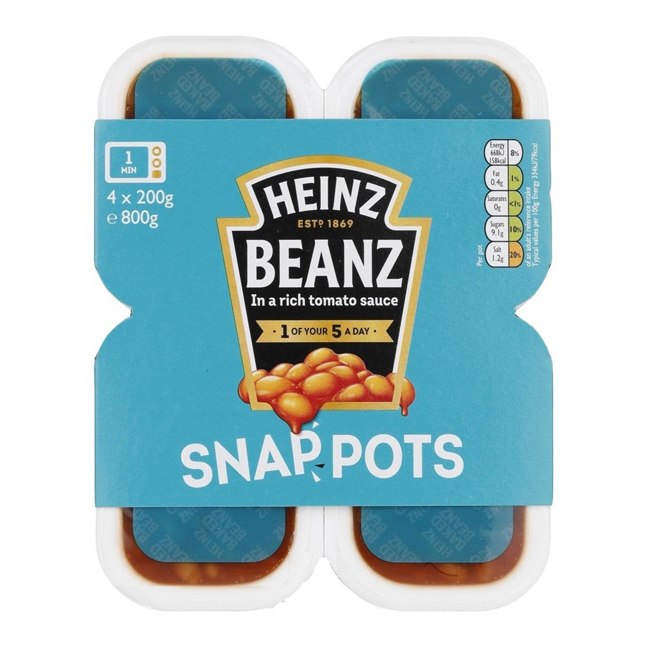 Heinz Baked Beanz in Tomato Sauce Snap Pots 800g (4x200g)  (Case of 24) - Three Lions Pantry