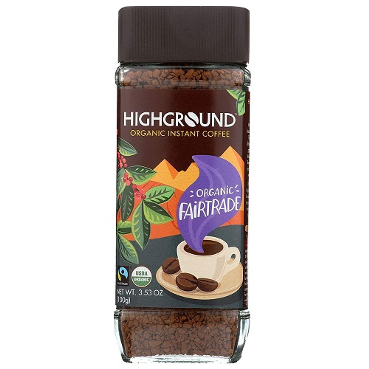 Highground Organic Instant Regular Coffee 3.53 Oz (Case of 6) - Three Lions Pantry