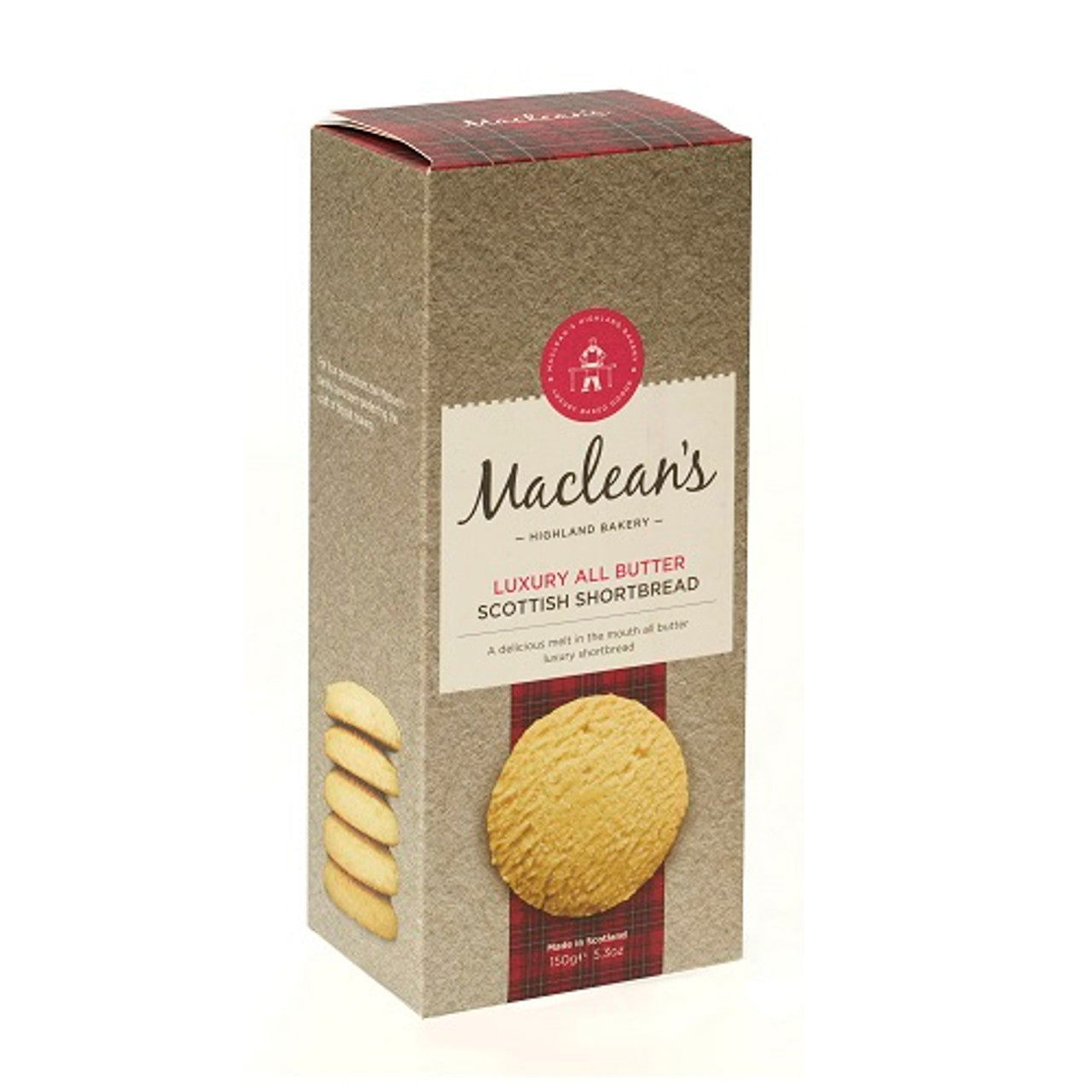Maclean's Highland Bakery Luxury Butter Shortbread 150g (Case of 12) - Three Lions Pantry