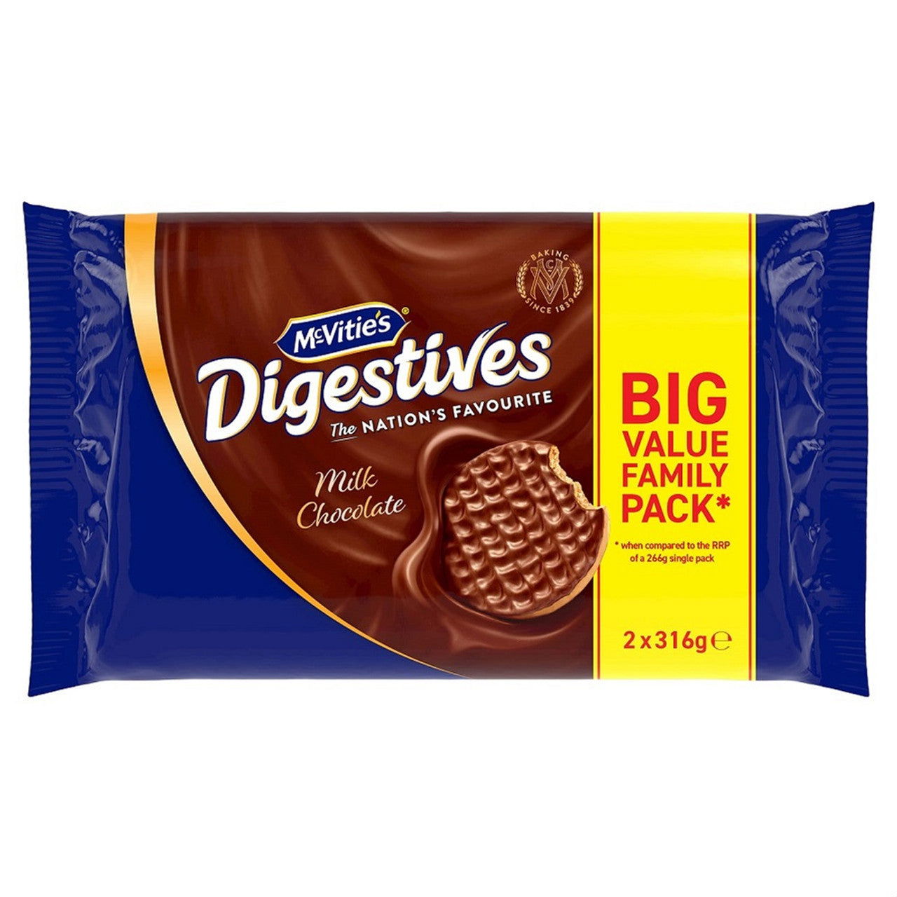 McVitie's Milk Chocolate Digestives Biscuits Twin Pack (2 x 316g) 632g (Case of 6) - Three Lions Pantry