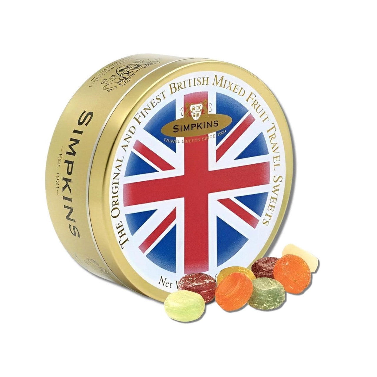 Simpkins Mixed Fruit Drops Union Jack Tin 175g (Case of 36) - Three Lions Pantry