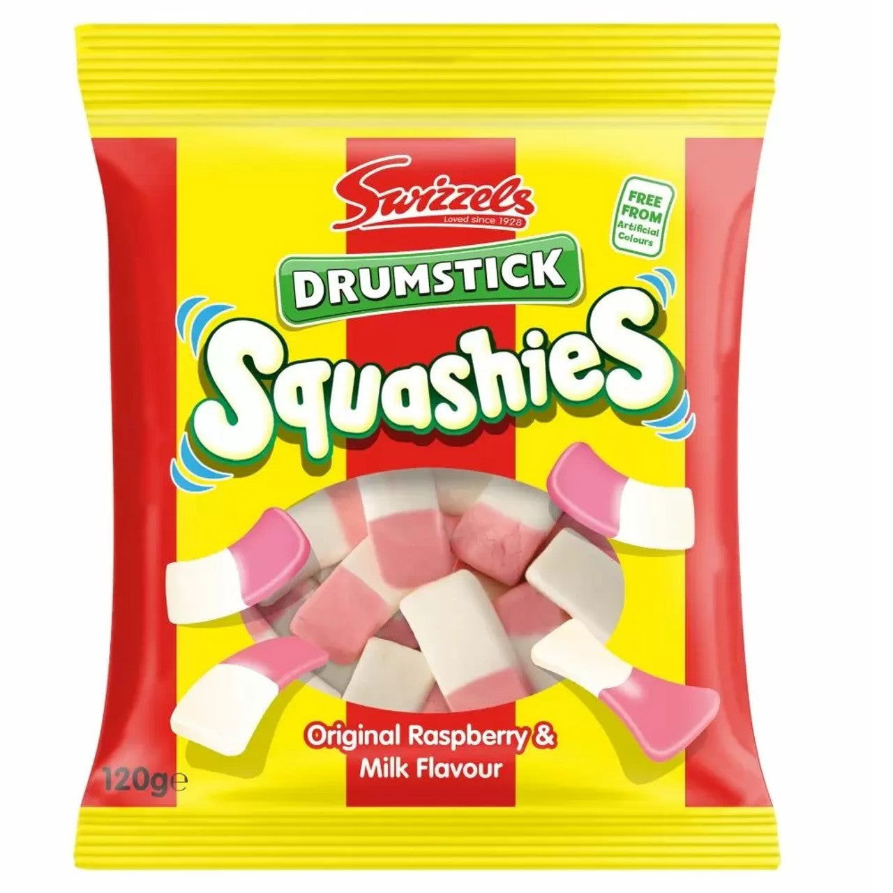 Swizzels Drumstick Squashies Original Raspberry & Milk Flavour Sweets 120g (Case of 12) - Three Lions Pantry