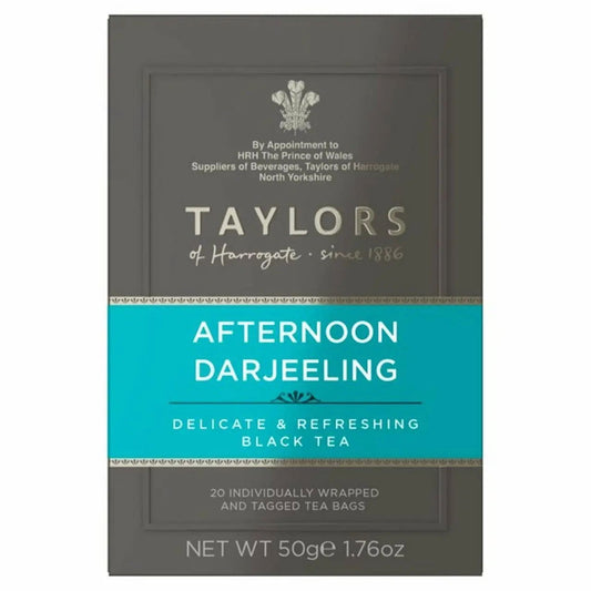 Taylors of Harrogate Yorkshire Afternoon Darjeeling Black Tea - 20 Teabags  (Case of 6) - Three Lions Pantry