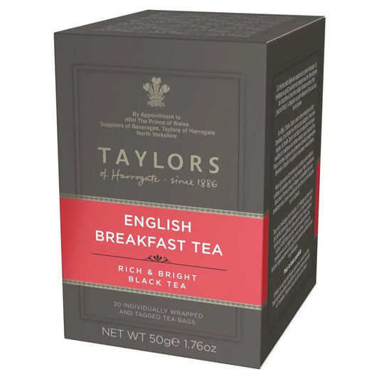 Taylors of Harrogate Yorkshire English Breakfast Black Tea - 20 Teabags  (Case of 6) - Three Lions Pantry
