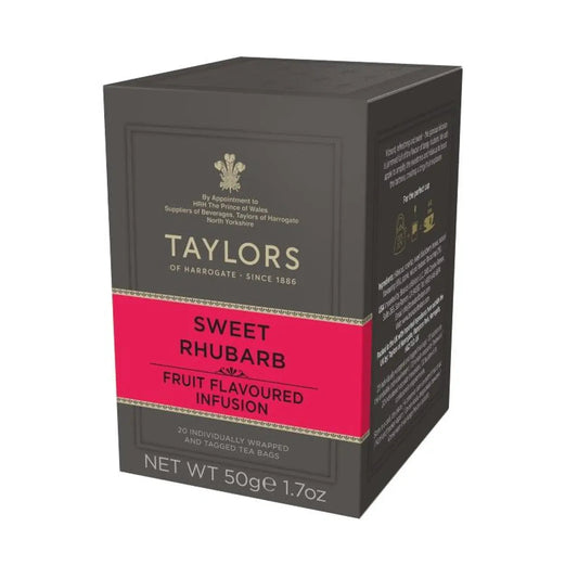 Taylors of Harrogate Yorkshire Sweet Rhubarb Yorkshire Infusion Tea - 20 Teabags  (Case of 6) - Three Lions Pantry