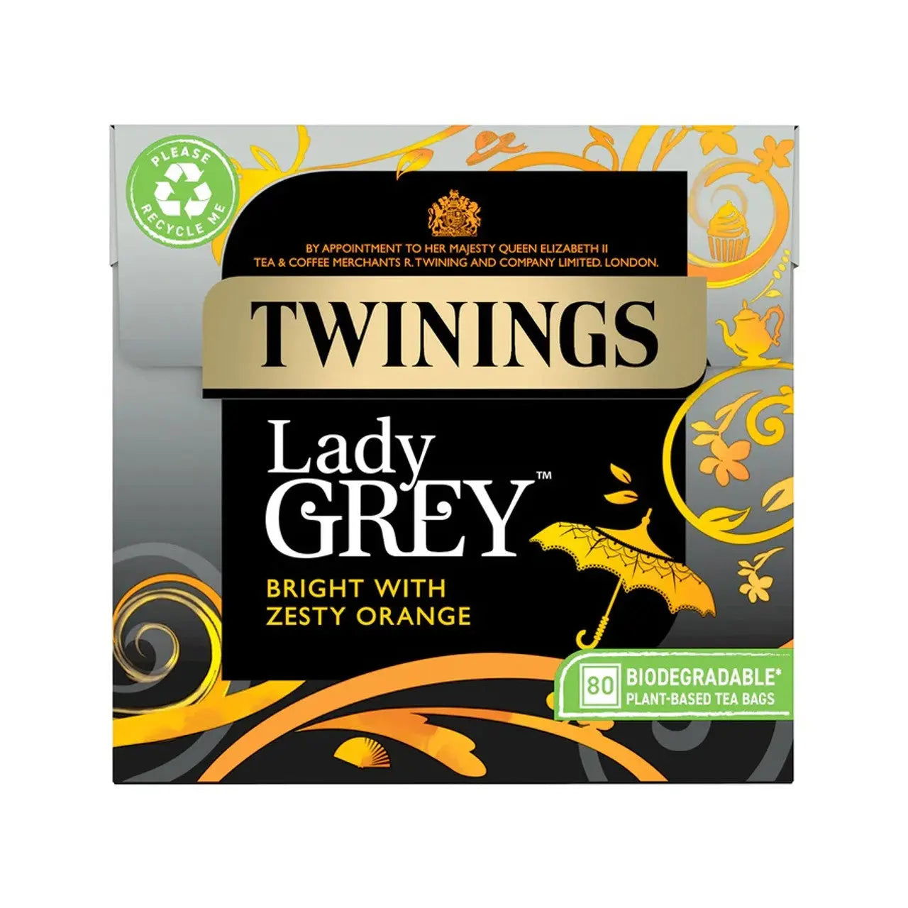 Twinings Lady Grey Bright with Zesty Orange Tea (80 Teabags) (Case of 4) - Three Lions Pantry