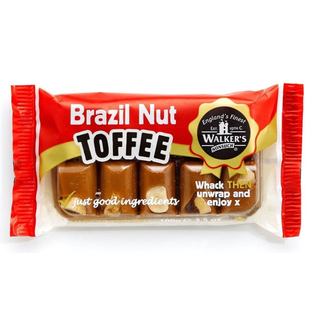 Walkers Brazil Nut Toffee 100g (Case of 10) - Three Lions Pantry