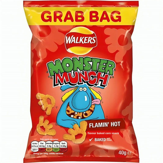 Walkers Monster Munch Flaming Hot 40g  (Case of 30) - Three Lions Pantry