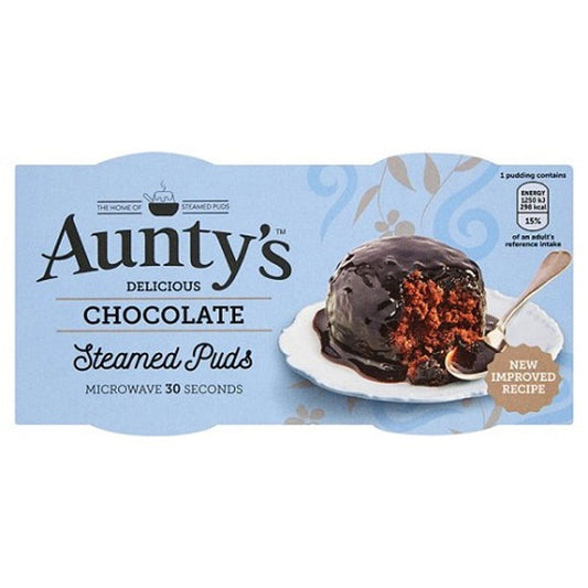 Aunty's Chocolate Steamed Puds 2x95g  (Case of 6) - Three Lions Pantry