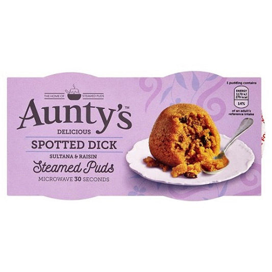 Aunty's Spotted Dick Steamed Puds 2x95g  (Case of 6) - Three Lions Pantry