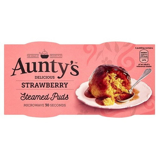 Aunty's Strawberry Steamed Puds 2x95g  (Case of 6) - Three Lions Pantry