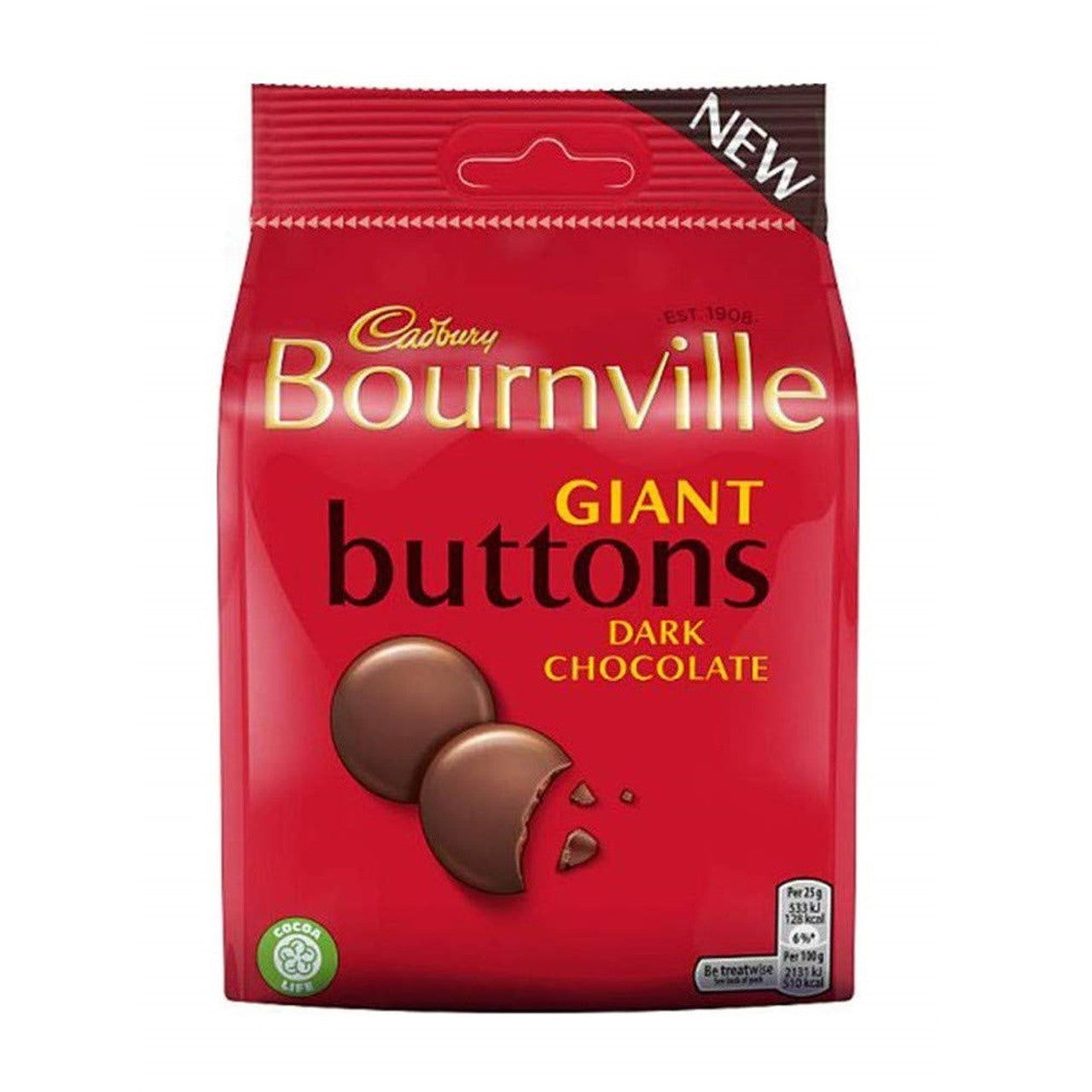Cadbury Bournville Giant Buttons 110g  (Case of 10) - Three Lions Pantry