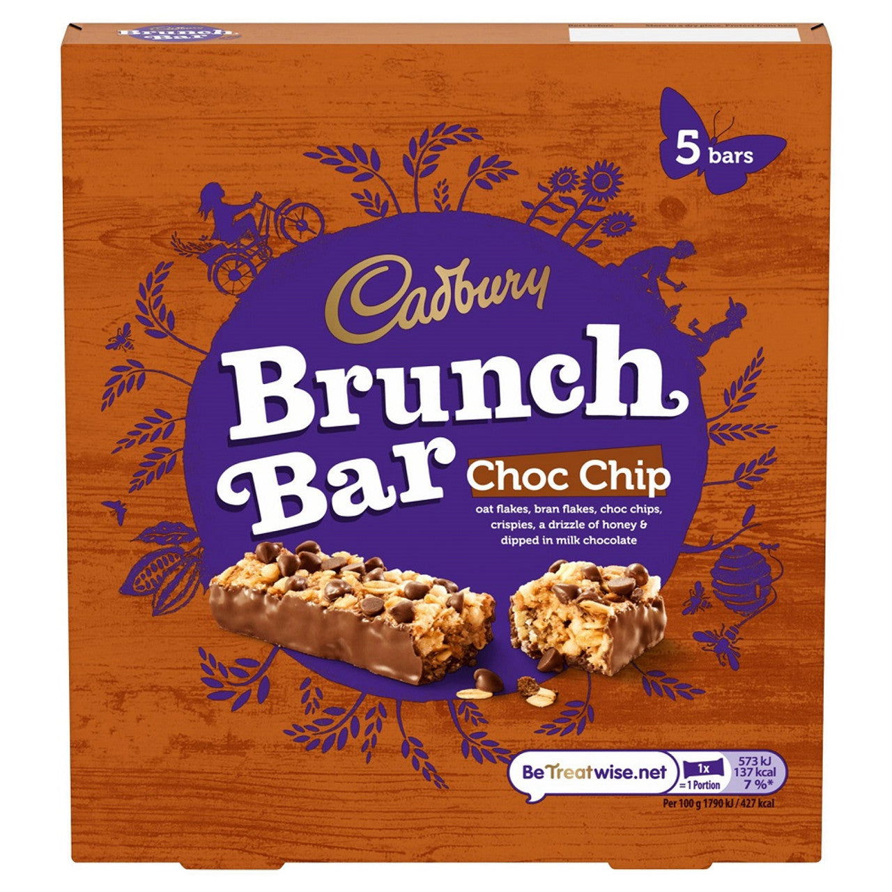 Cadbury Brunch Bar Choc Chip 5Pk - 160g  (Case of 8) - Three Lions Pantry