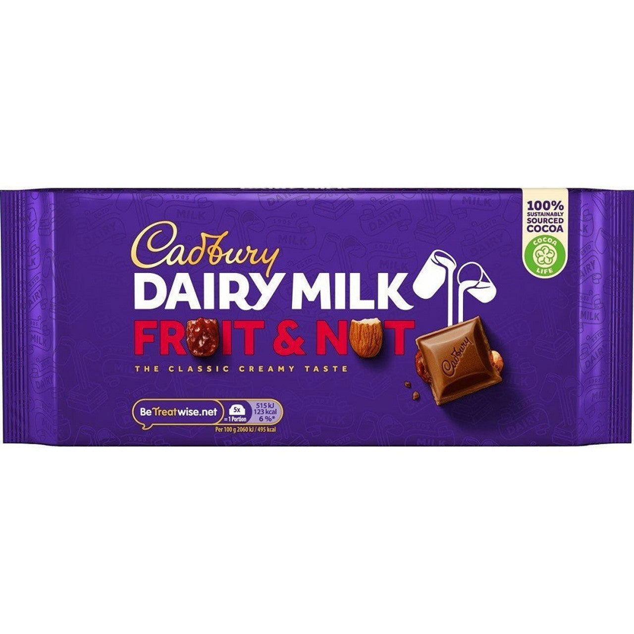 Cadbury Dairy Milk Fruit & Nut 180G  (Case of 15) - Three Lions Pantry