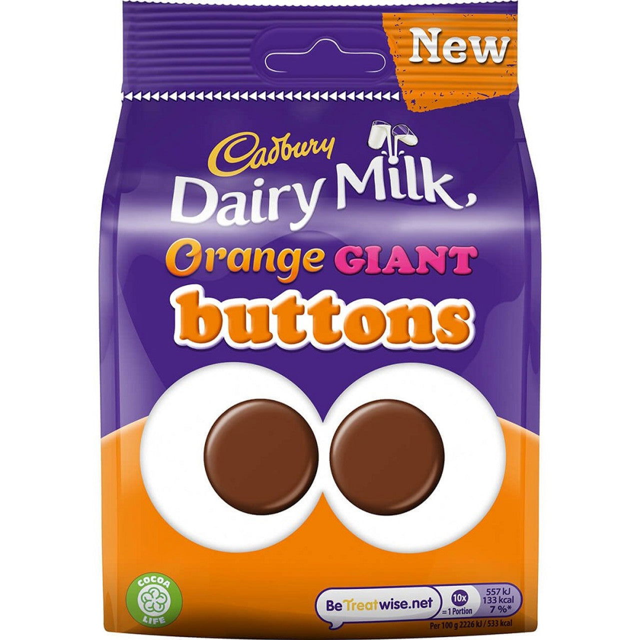Cadbury Dairy Milk Giant Orange Buttons 110g  (Case of 10) - Three Lions Pantry