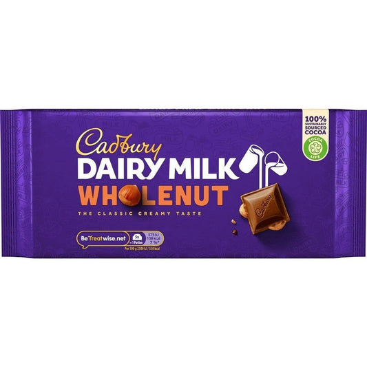 Cadbury Dairy Milk Whole Nut Bar 180g  (Case of 14) - Three Lions Pantry