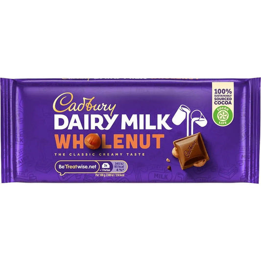 Cadbury Dairy Milk Whole Nut Chocolate Bar 120G  (Case of 16) - Three Lions Pantry