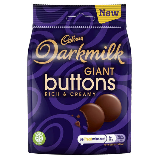 Cadbury Darkmilk Giant Buttons Chocolate Bag 90g  (Case of 10) - Three Lions Pantry