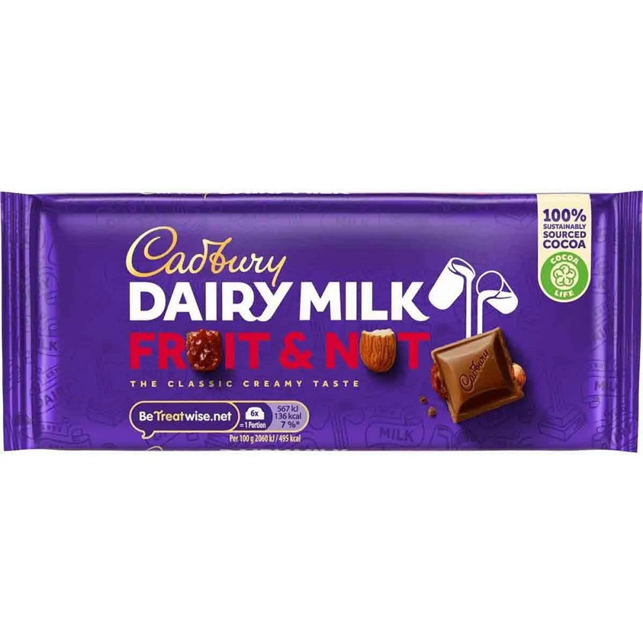 Cadbury Fruit & Nut 110g  (Case of 18) - Three Lions Pantry