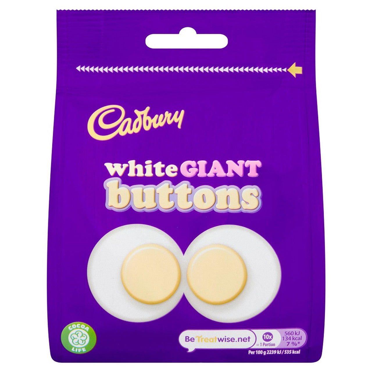 Cadbury White Giant Buttons Chocolate Bag 95g  (Case of 10) - Three Lions Pantry