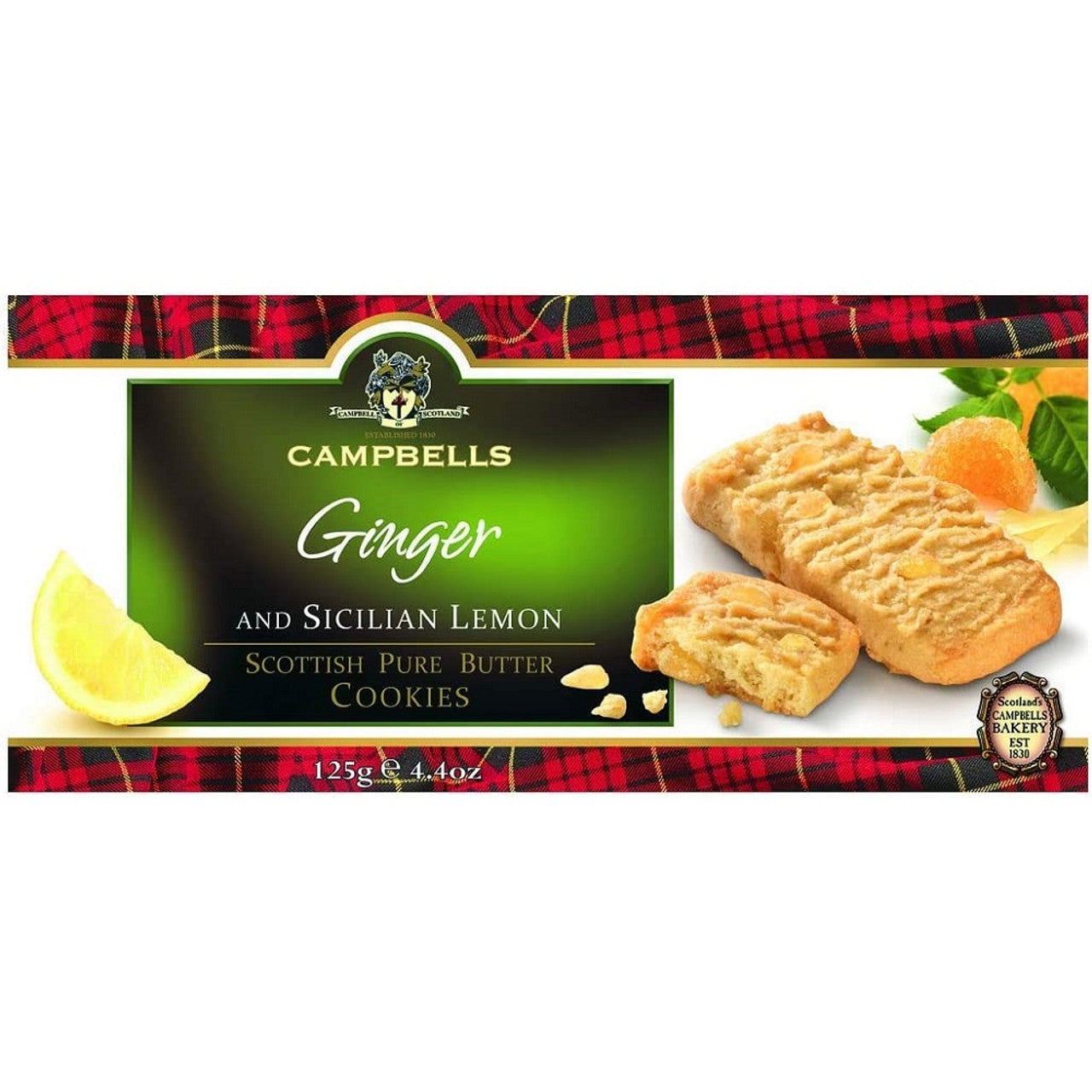 Campbells Shortbread Ginger & Lemon 125g  (Case of 12) - Three Lions Pantry