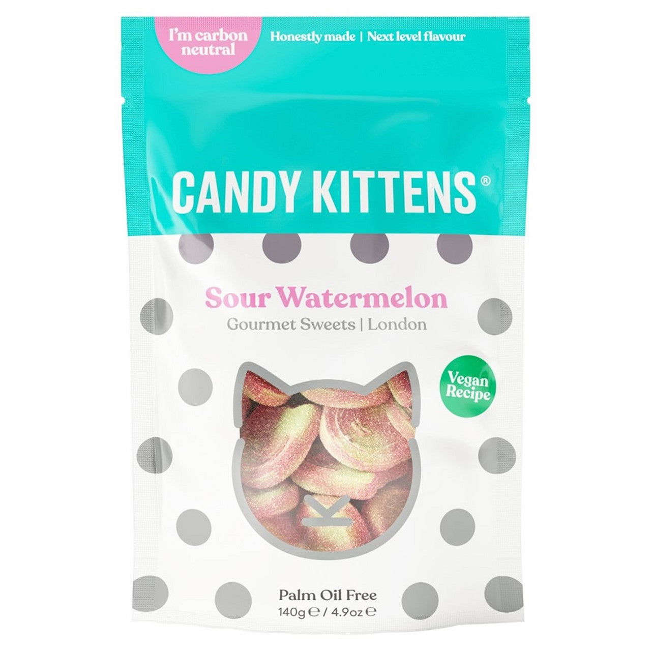 Candy Kittens Sour Watermelon Gourmet Sweets Bag 140g  (Case of 10) - Three Lions Pantry