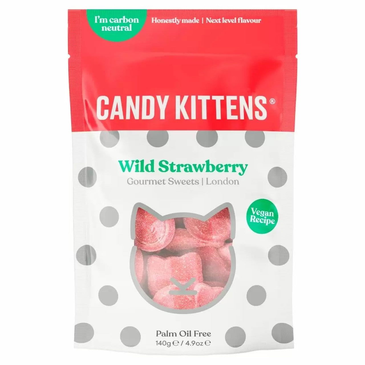 Candy Kittens Wild Strawberry Gourmet Sweets Bag 140G  (Case of 10) - Three Lions Pantry