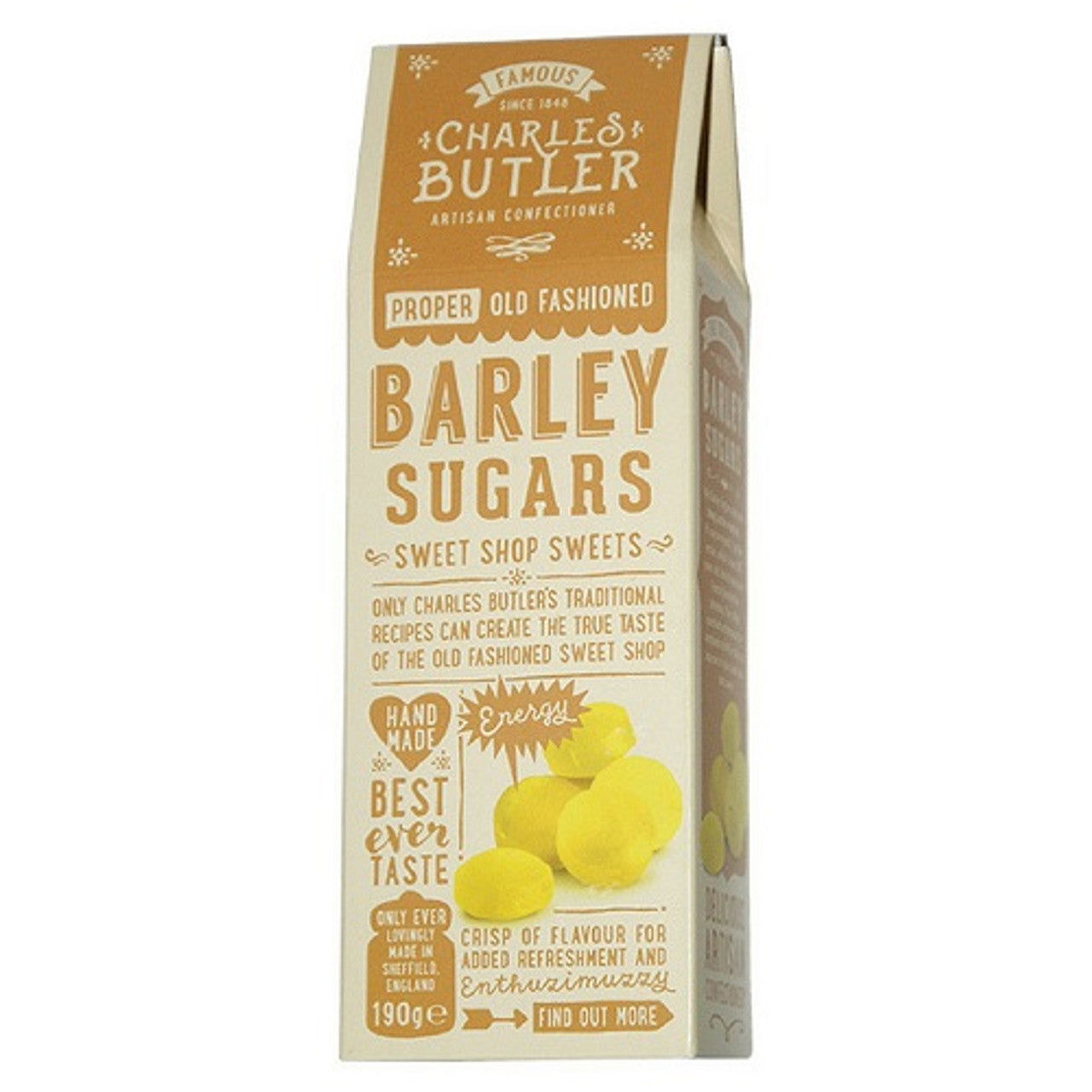 Charles Butler Barley Sugars 190g  (Case of 6) - Three Lions Pantry