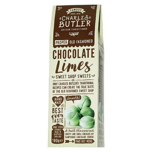 Charles Butler Chocolate Limes 190g  (Case of 6) - Three Lions Pantry
