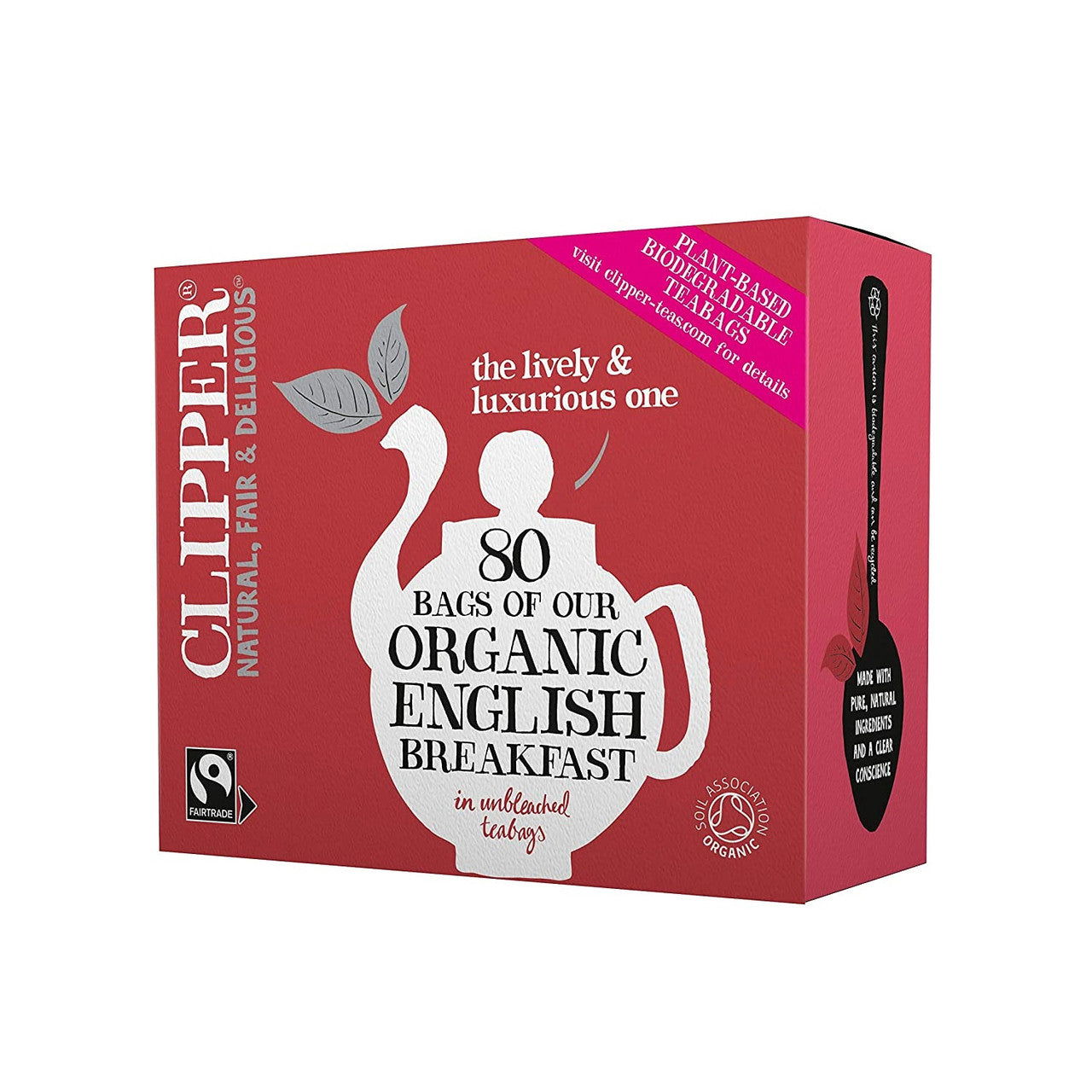 Clipper Organic Fairtrade English Breakfast Tea - 80 Unbleached Bags  (Case of 4) - Three Lions Pantry