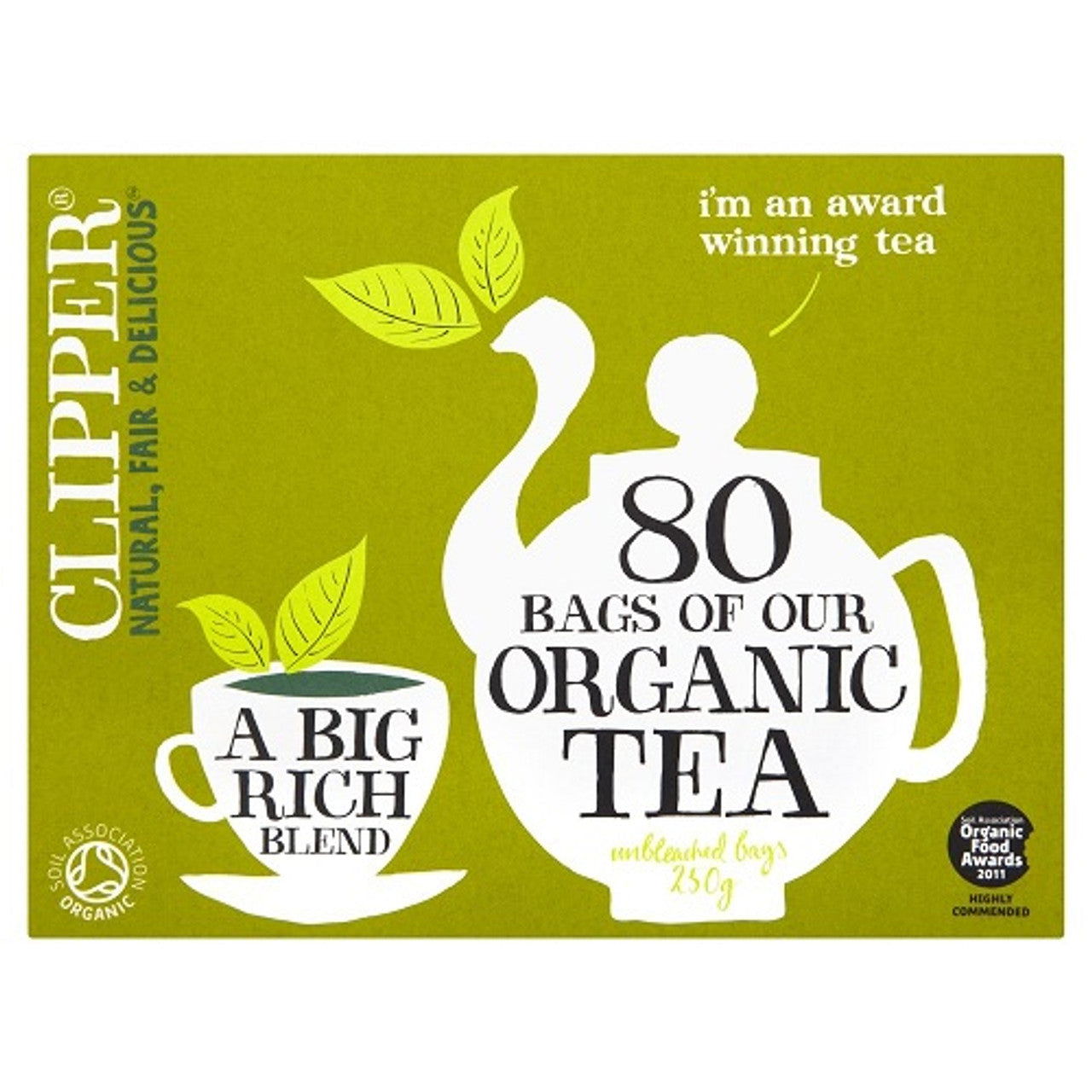 Clipper Organic Tea - 80 Unbleached Bags 250g  (Case of 6) - Three Lions Pantry