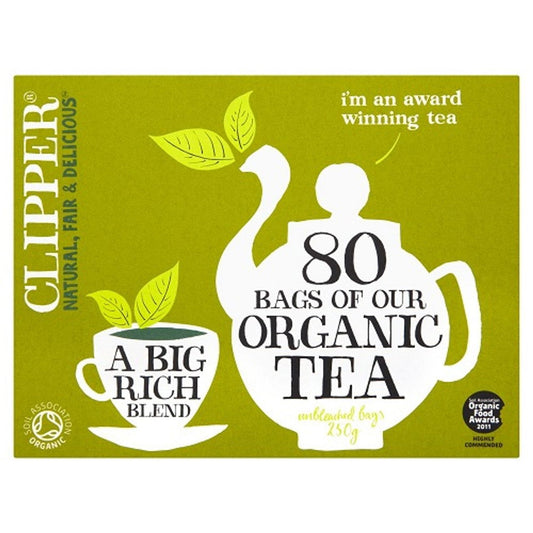 Clipper Organic Tea - 80 Unbleached Bags 250g  (Case of 6) - Three Lions Pantry