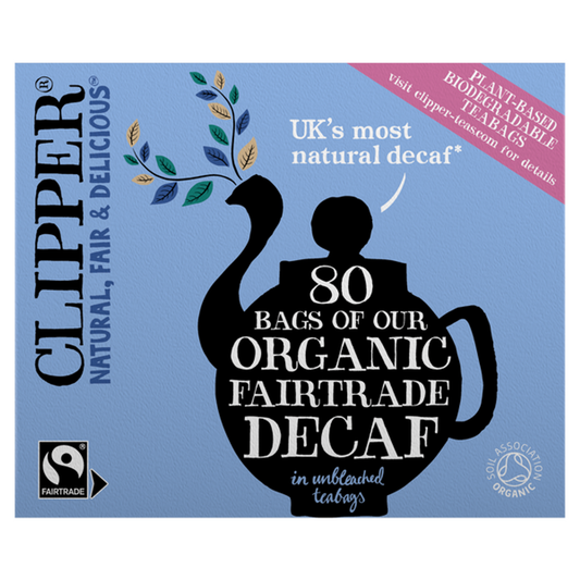 Clipper Tea Organic Fairtrade Decaf Tea - 80 Unbleached Teabags  (Case of 4) - Three Lions Pantry