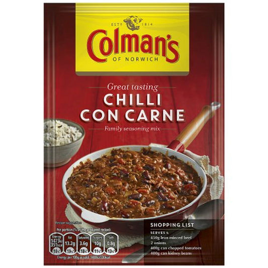 Colmans Chili Con Carne mix 50g pkt  (Case of 16) - Three Lions Pantry