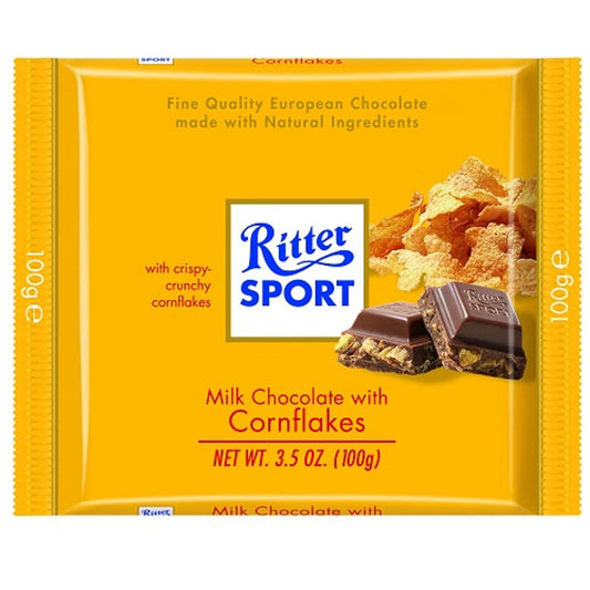 Ritter Sport Milk Chocolate w/Cornflakes 100g  (Case of 10) - Three Lions Pantry