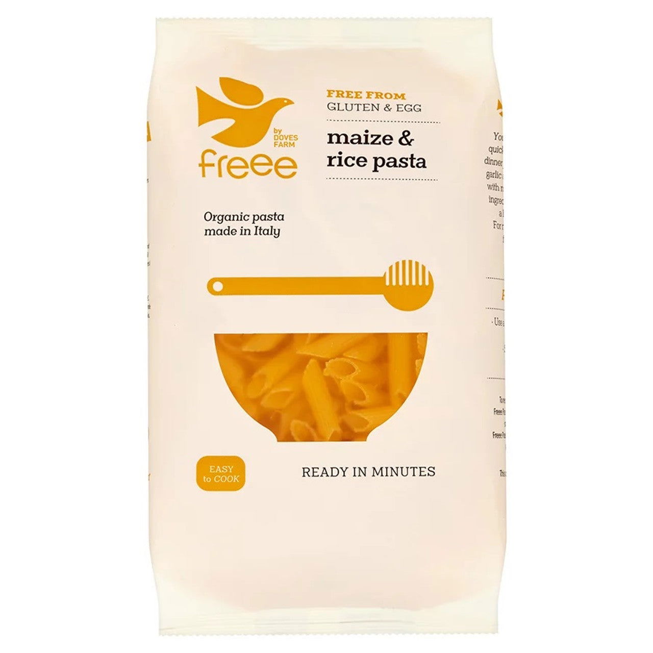 Doves Farm Gluten Free Organic Maize & Rice Penne Pasta 500g  (Case of 8) - Three Lions Pantry