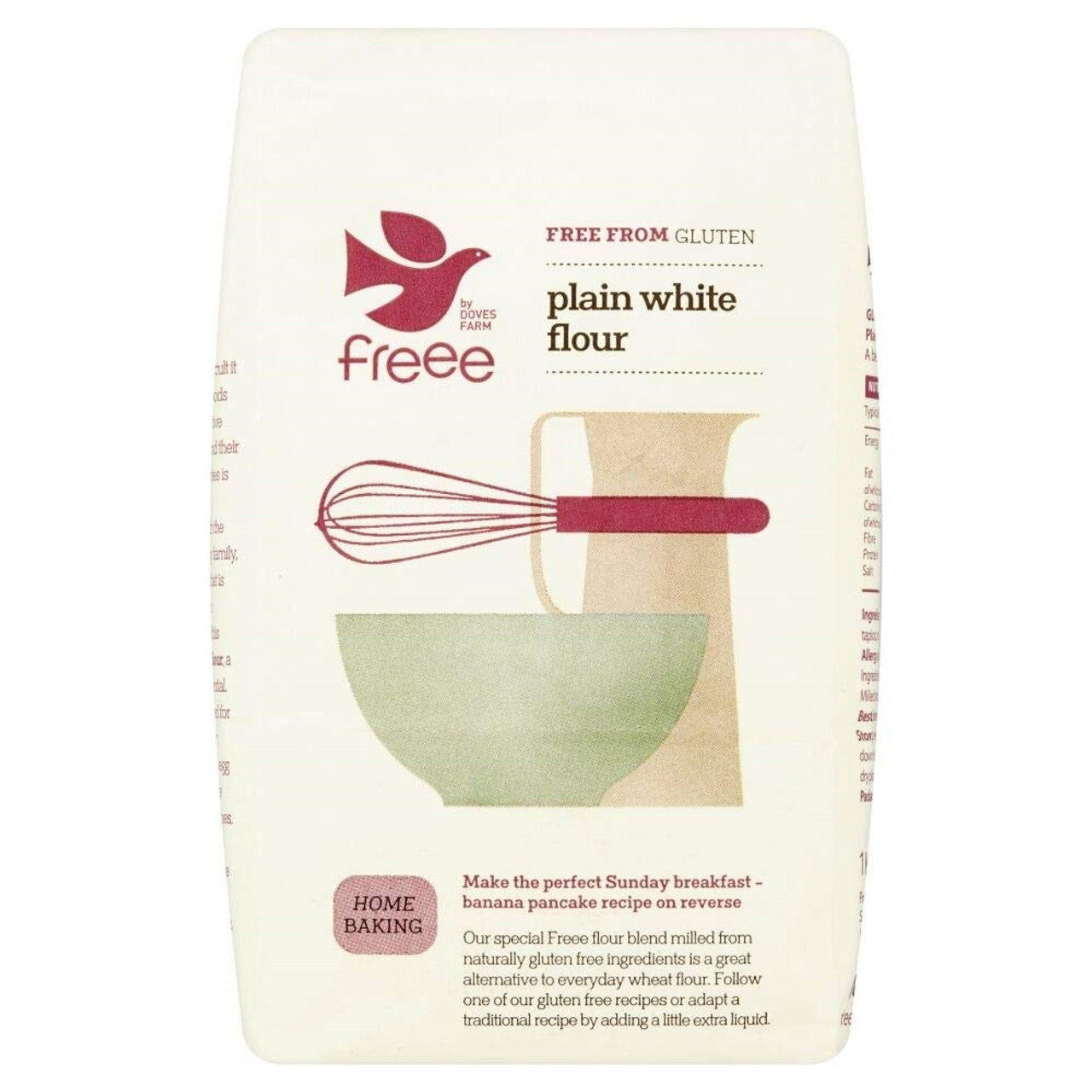 Doves Farm Gluten Free Plain White Flour 1Kg  (Case of 5) - Three Lions Pantry
