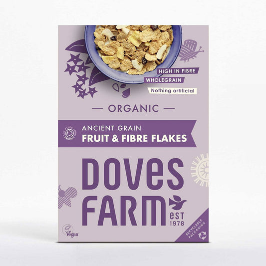 Doves Farm Organic Ancient Grain Fruit & Fibre Flakes 375g  (Case of 5) - Three Lions Pantry