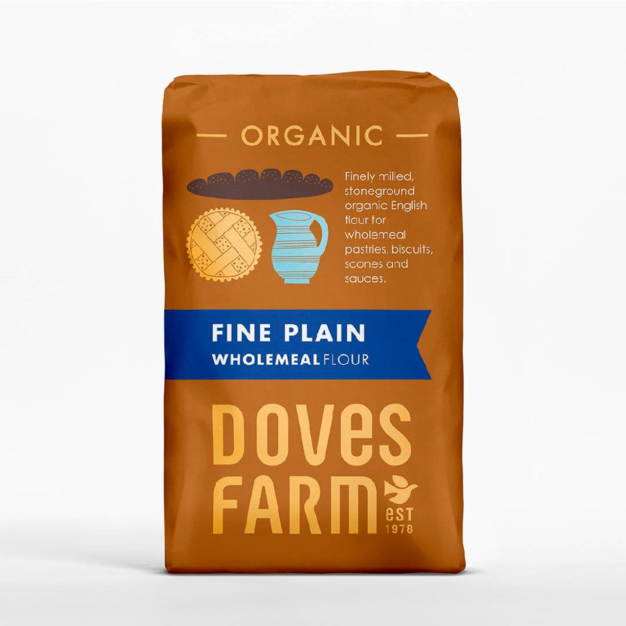 Doves Farm Organic Stoneground Fine Plain English Wholemeal Flour 1kg  (Case of 5) - Three Lions Pantry