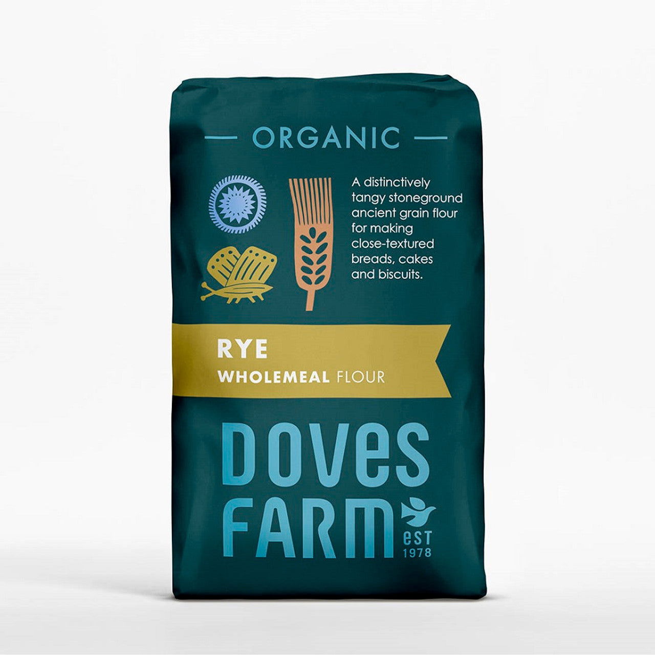 Doves Farm Organic Stoneground Wholemeal Rye Flour 1kg  (Case of 5) - Three Lions Pantry