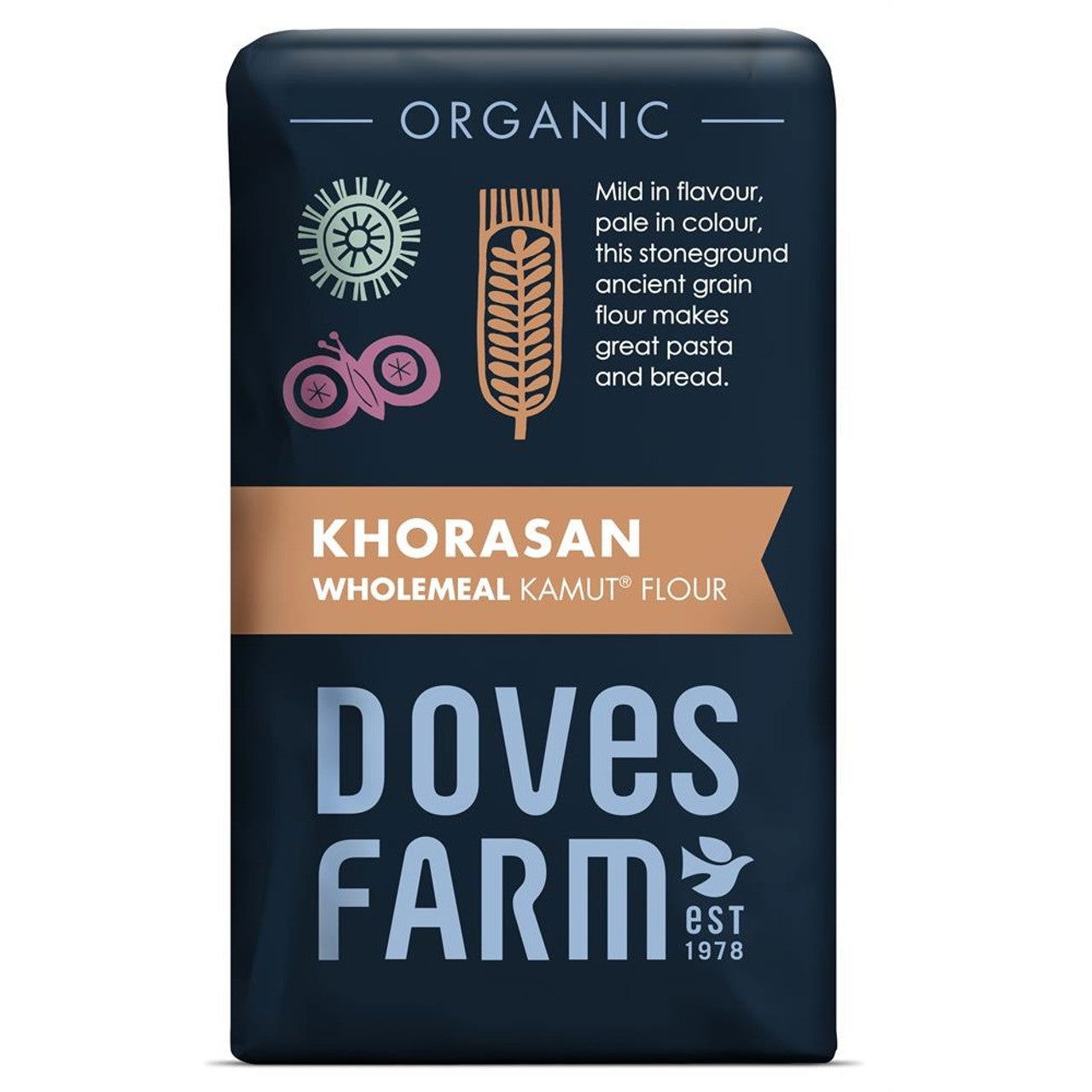 Doves Farm Organic Wholemeal Kamut Khorasan Flour 1kg  (Case of 5) - Three Lions Pantry