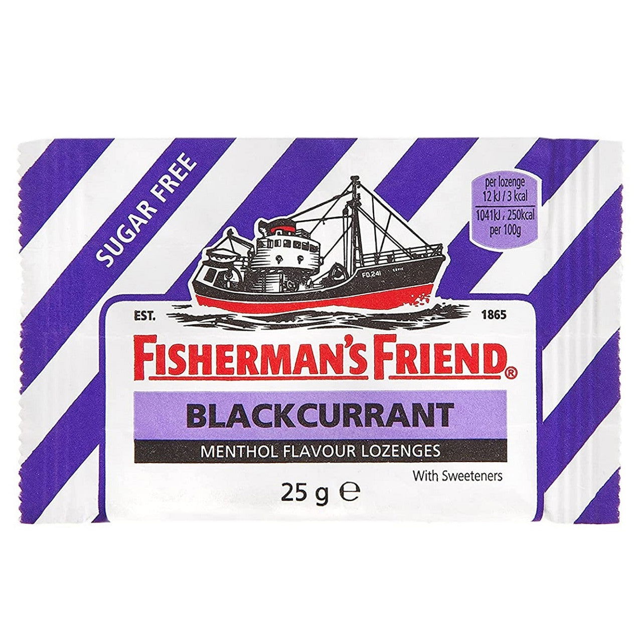 Fisherman's Friend Blackcurrant Menthol Flavour Lozenges with Sweeteners 25g (Case of 24) - Three Lions Pantry