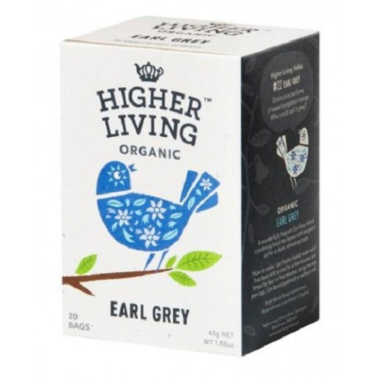Higher Living Organic Earl Grey 45g (20 Teabags)  (Case of 4) - Three Lions Pantry