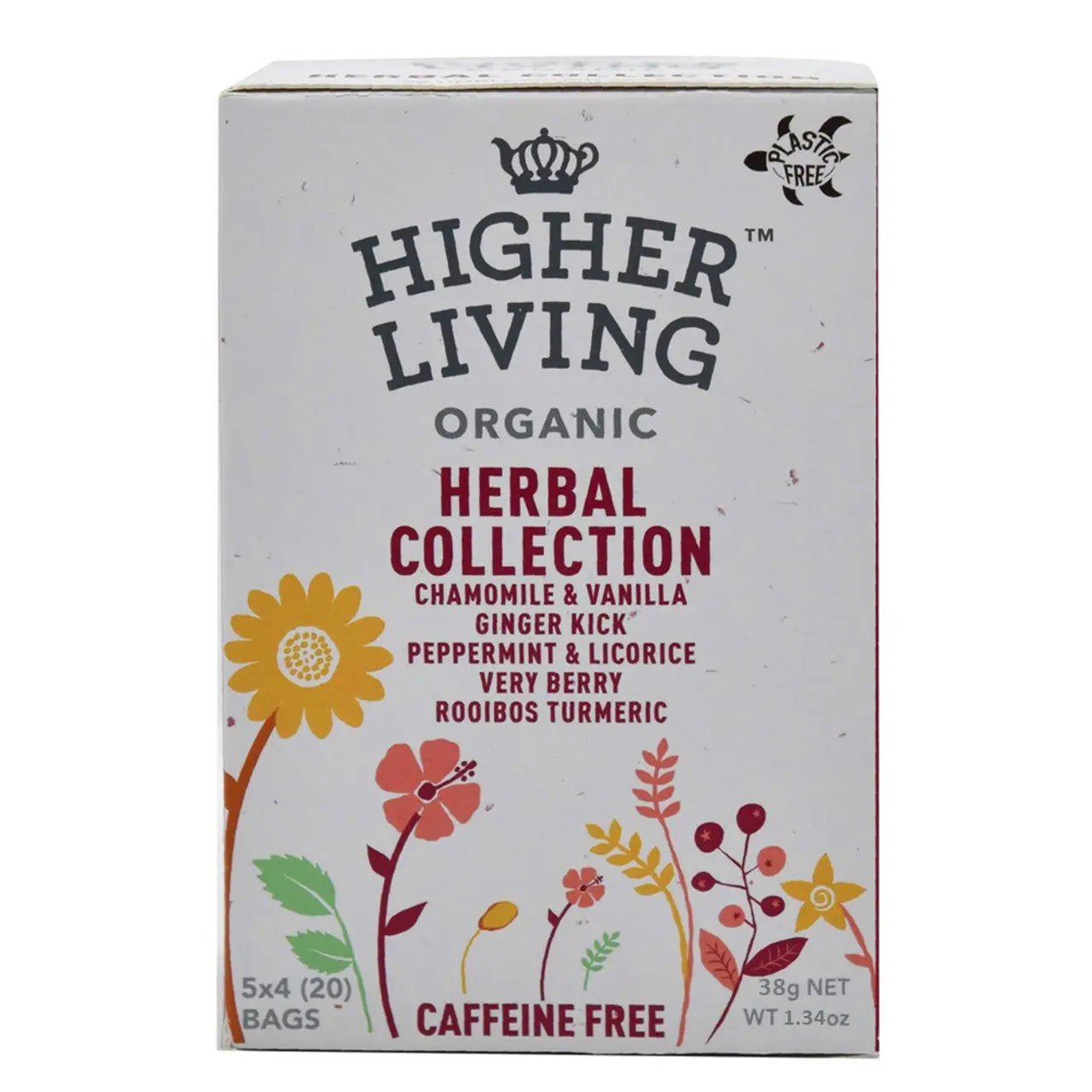 Higher Living Organic Tea - Herbal Collection 38g (20 Teabags)  (Case of 4) - Three Lions Pantry