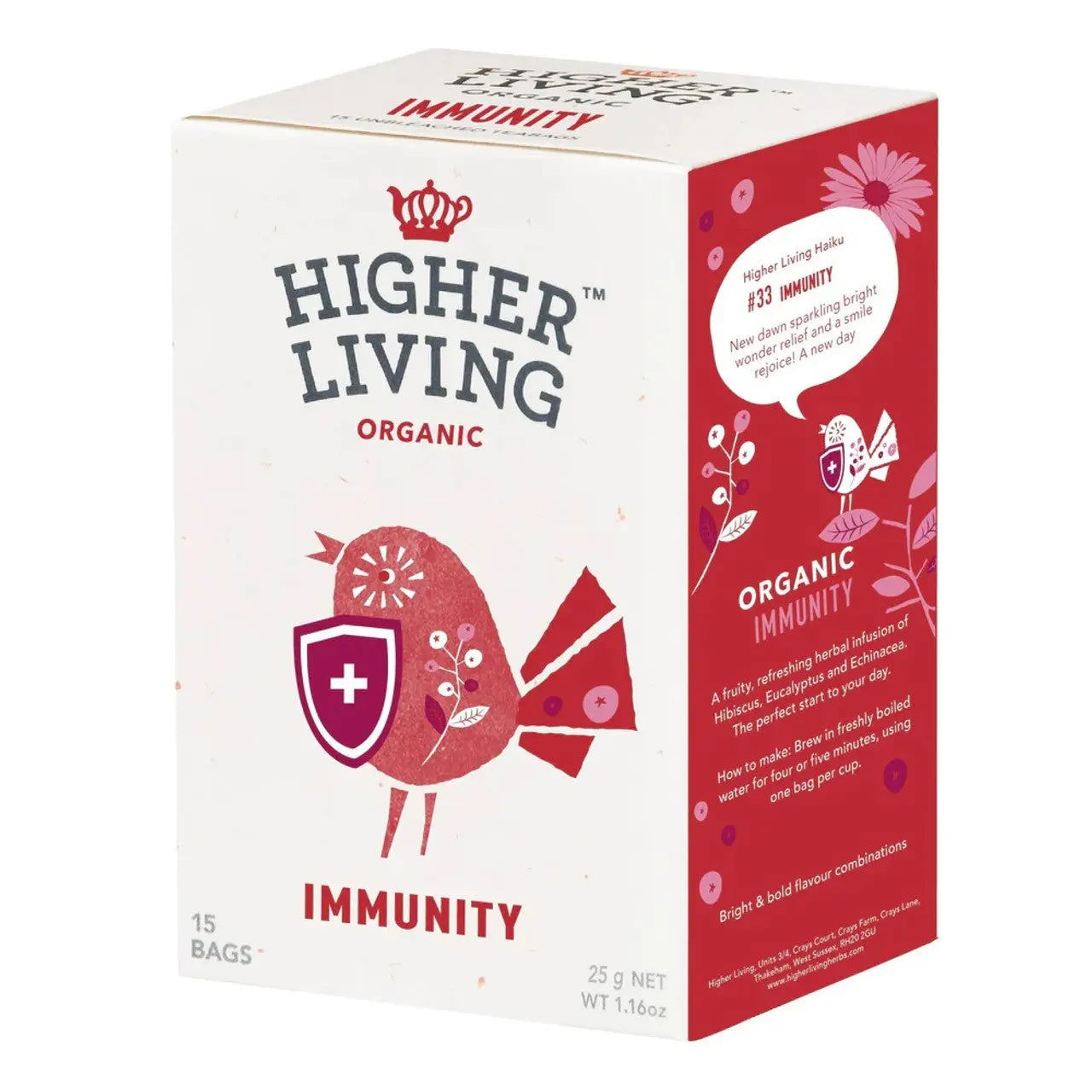 Higher Living Organic Tea - Immunity 25g (15 Teabags)  (Case of 4) - Three Lions Pantry