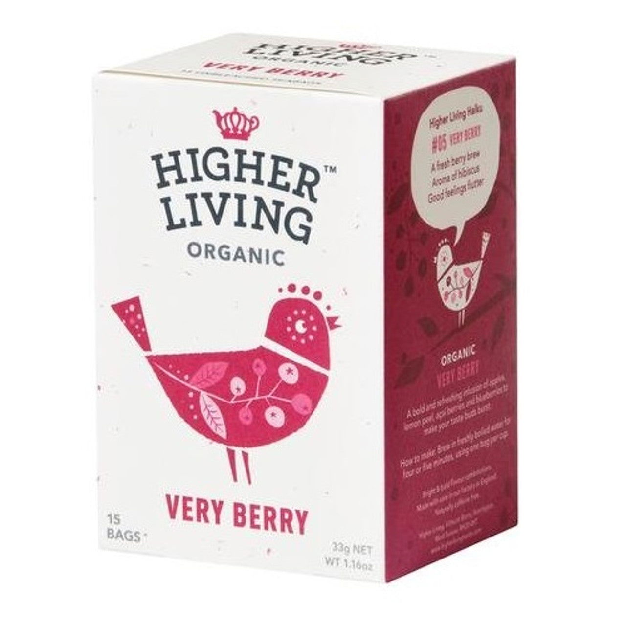 Higher Living Organic Very Berry 33g (15 Teabags)  (Case of 4) - Three Lions Pantry
